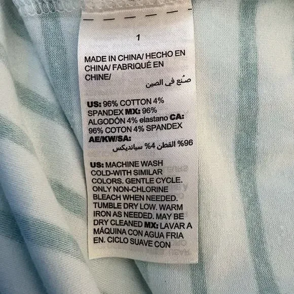 Chico’s Zenergy Sand Sun & Fun Green White‎ Stripe Shirt Top Womens Small (504) - Picture 7 of 7